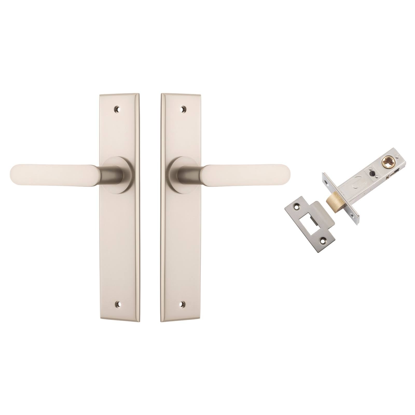 Bronte Lever Chamfered Backplate Passage Kit Satin Nickel