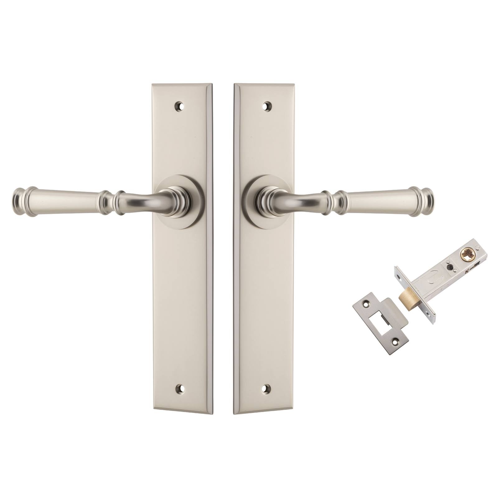 Verona Lever Chamfered  Backplate Passage Kit Satin Nickel