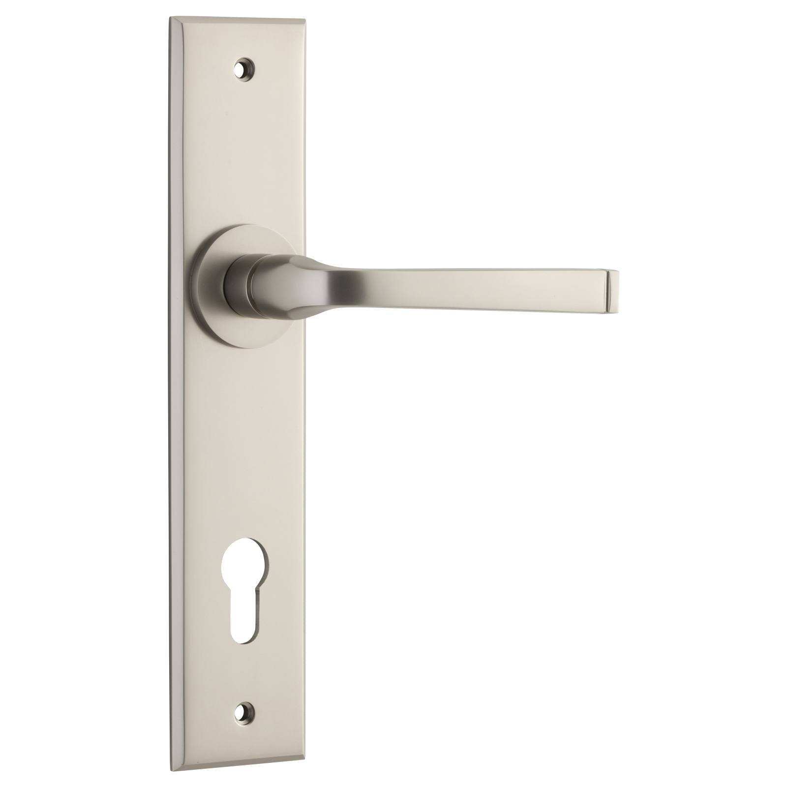 Annecy Lever Chamfered Backplate Satin Nickel