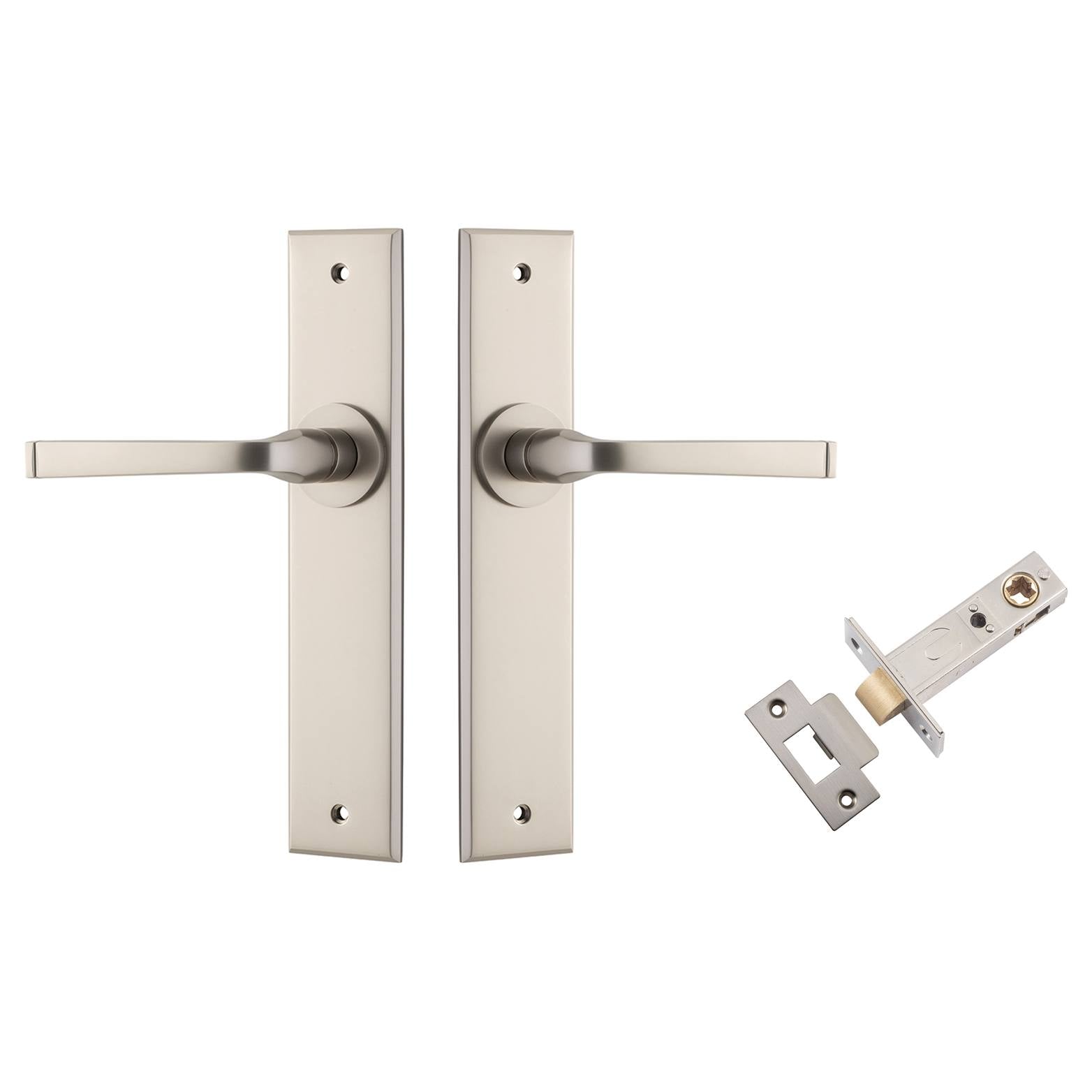 Annecy Lever Chamfered Backplate Passage Kit Satin Nickel