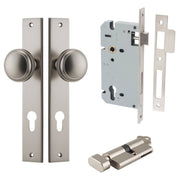 Paddington Knob Rectangular Backplate Entrance Kit w High Security Lock Satin Nickel