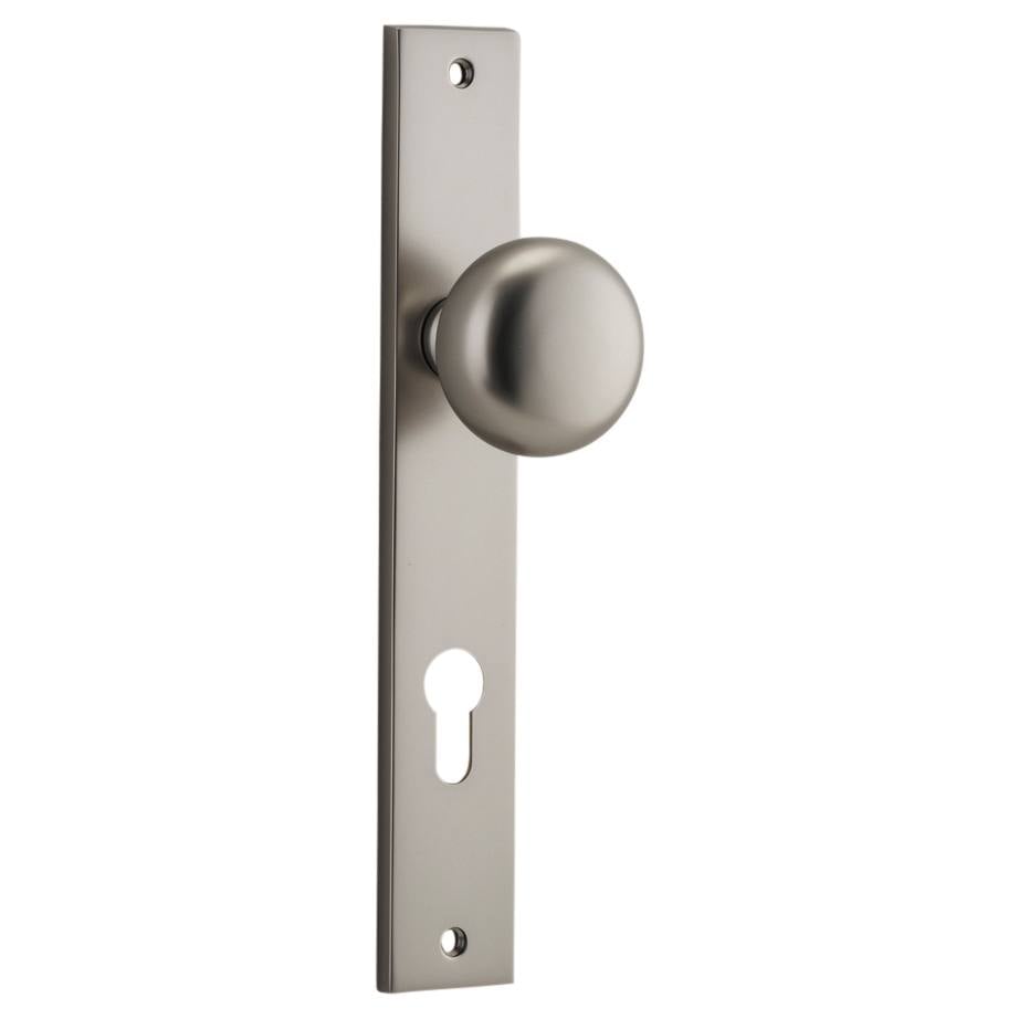 Cambridge Knob Rectangular Backplate Satin Nickel