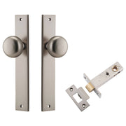 Cambridge Knob Rectangular Backplate Passage Kit Satin Nickel