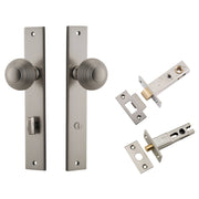 Guildford Knob Rectangular Backplate Privacy Kit w Privacy Turn Satin Nickel