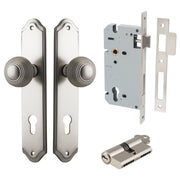 Guildford Knob Shouldered Backplate Entrance Kit w High Security Lock Satin Nickel
