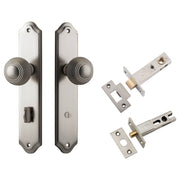 Guildford Knob Shouldered Backplate Privacy Kit w Privacy Turn Satin Nickel