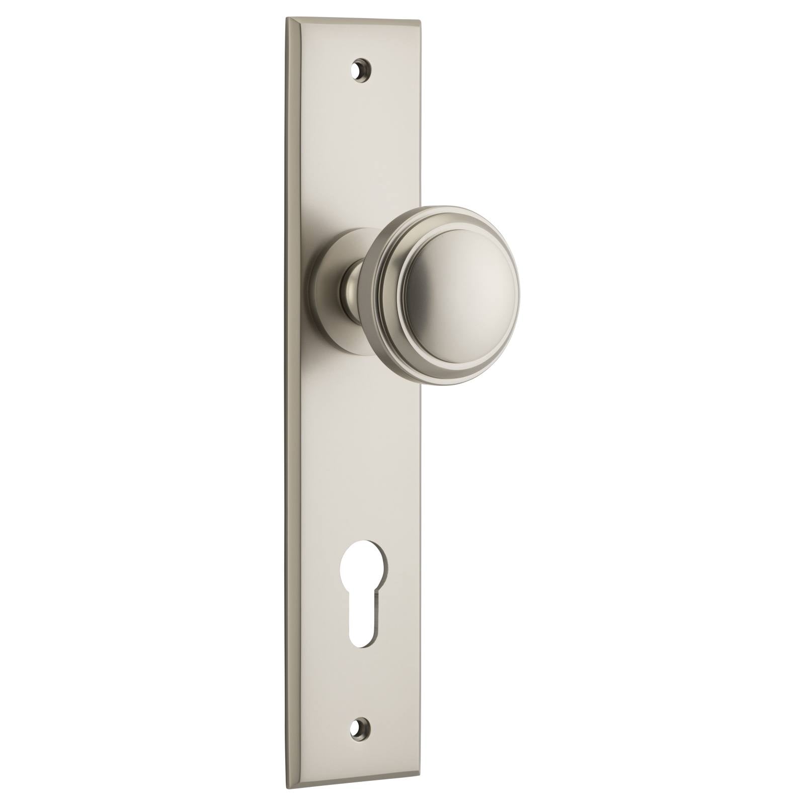 Paddington Knob Satin Nickel Chamfered Backplate