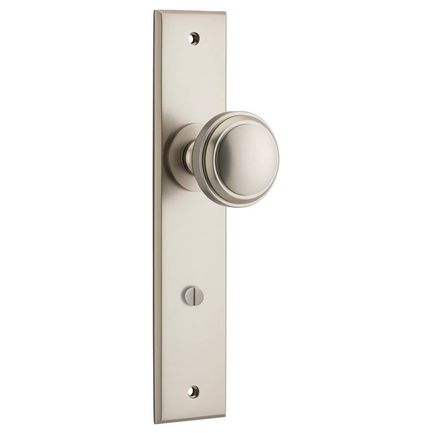 Paddington Knob Satin Nickel Chamfered Backplate