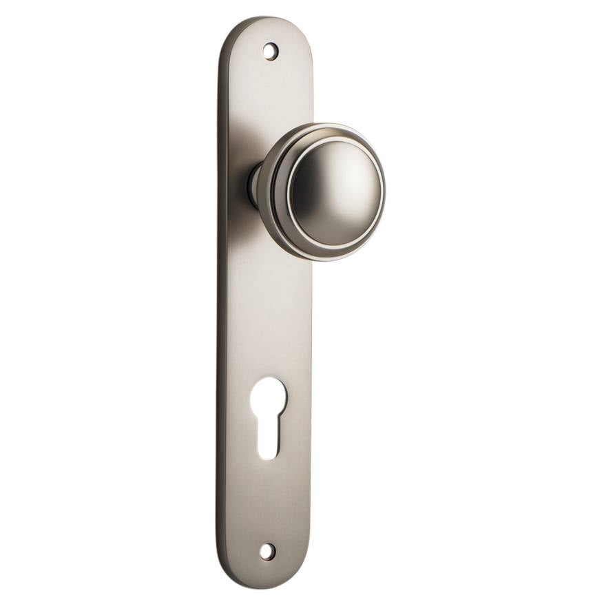 Paddington Knob Oval Backplate Satin Nickel