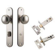 Paddington Knob Oval Backplate Privacy Kit w Privacy Turn Satin Nickel
