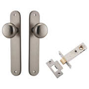 Cambridge Knob Oval Backplate Passage Kit Satin Nickel