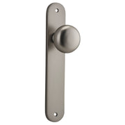 Cambridge Knob Oval Backplate Satin Nickel