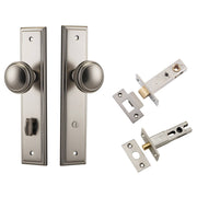 Paddington Knob Stepped Backplate Privacy Kit w Privacy Turn Satin Nickel