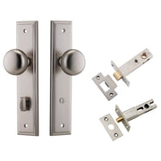 Cambridge Knob Stepped Backplate Privacy Kit w Privacy Turn Satin Nickel