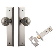 Guildford Knob Stepped Backplate Passage Kit Satin Nickel