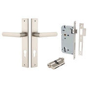 Osaka Lever Rectangular Backplate Entrance Kit w High Security Lock Satin Nickel
