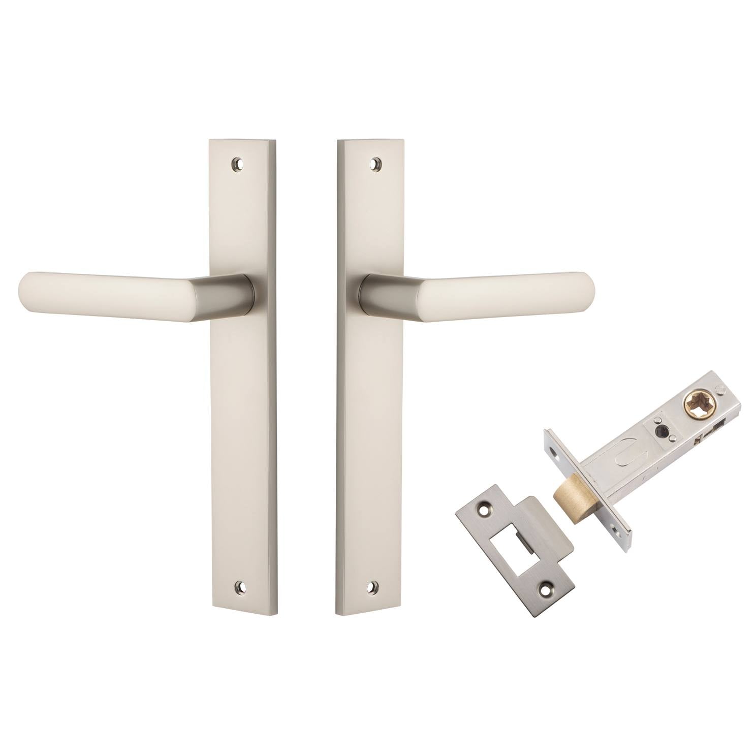 Osaka Lever Rectangular Backplate Passage Kit Satin Nickel
