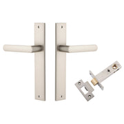 Osaka Lever Rectangular Backplate Passage Kit Satin Nickel