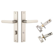 Osaka Lever Rectangular Backplate Privacy Kit w Privacy Turn Satin Nickel