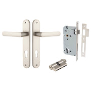 Osaka Lever Oval Backplate Entrance Kit w High Security Lock Satin Nickel