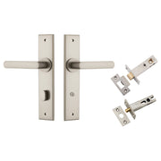 Osaka Lever Chamfered Backplate Privacy Kit w Privacy Turn Satin Nickel