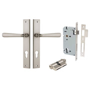 Copenhagen Lever Rectangular Backplate Entrance Kit w High Security Lock Satin Nickel
