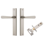 Copenhagen Lever Rectangular Backplate Passage Kit Satin Nickel