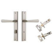 Copenhagen Lever Rectangular Backplate Privacy Kit w Privacy Turn Satin Nickel