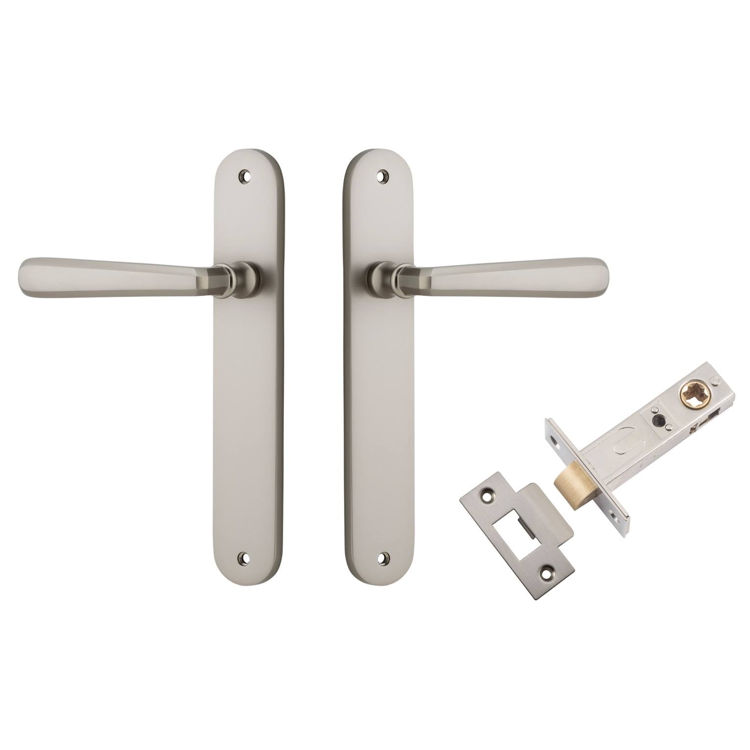 Copenhagen Lever Oval Backplate Passage Kit Satin Nickel