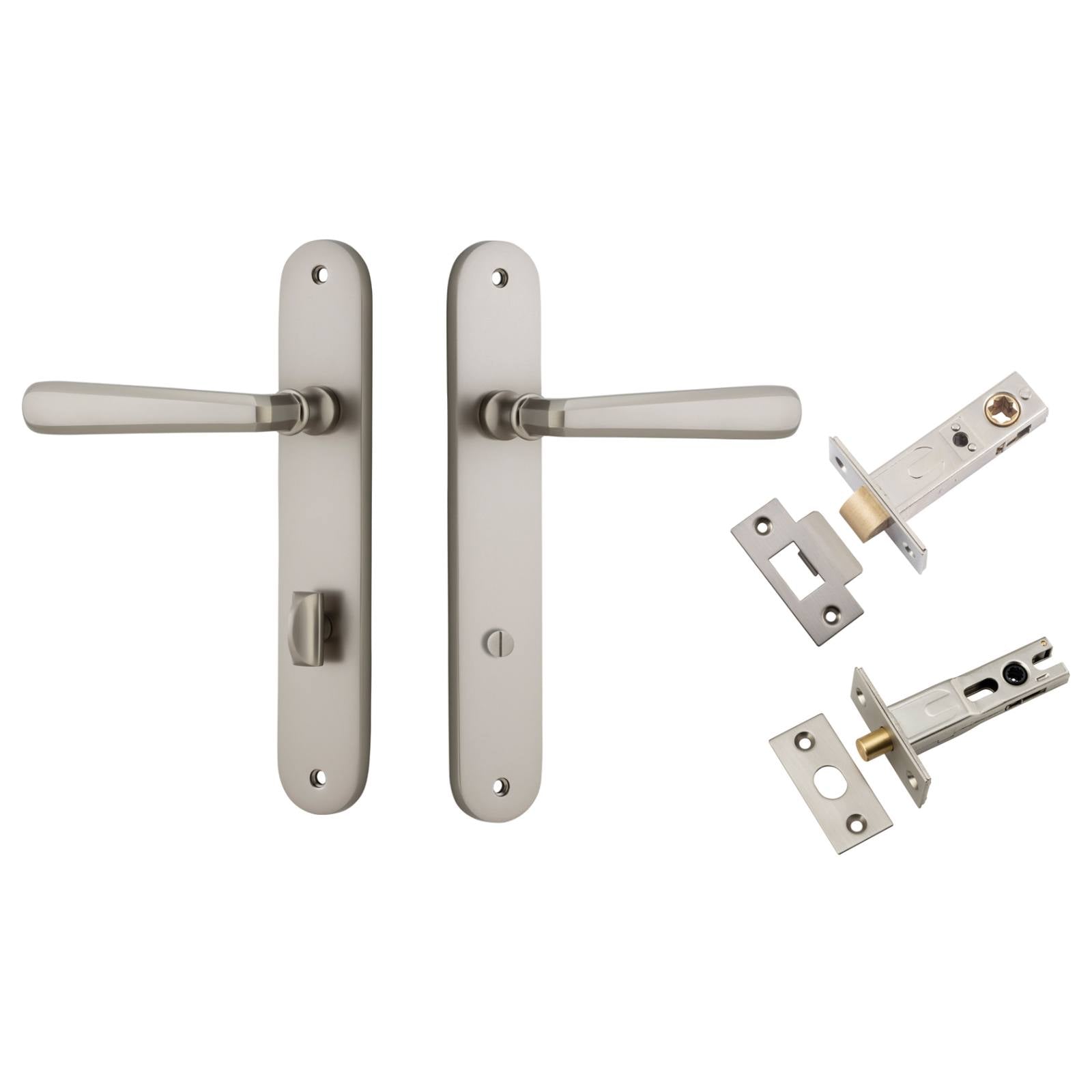Copenhagen Lever Oval Backplate Privacy Kit w Privacy Turn Satin Nickel