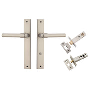 Helsinki Lever Rectangular Backplate Privacy Kit w Privacy Turn Satin Nickel