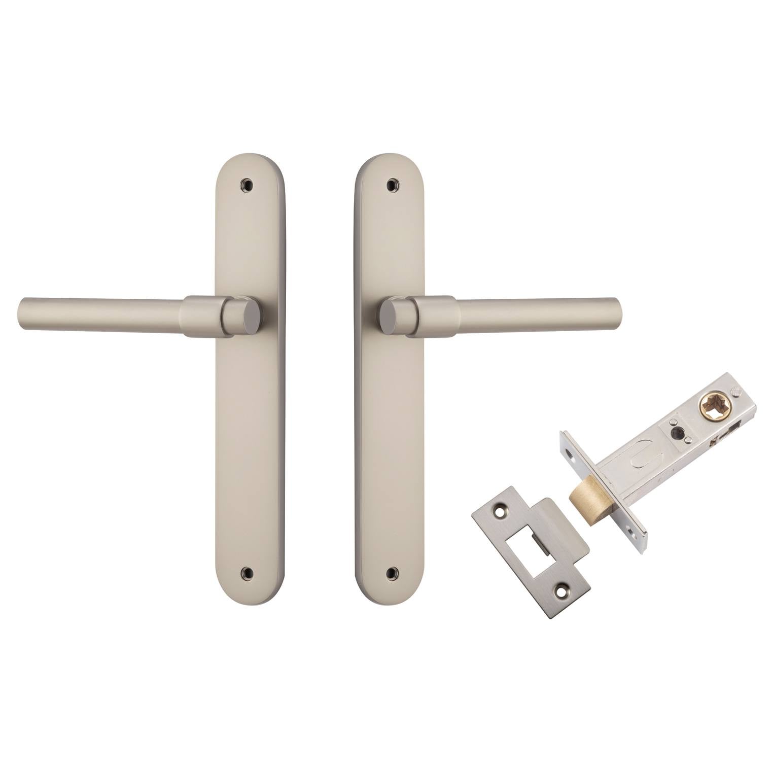 Helsinki Lever Oval Backplate Passage Kit Satin Nickel
