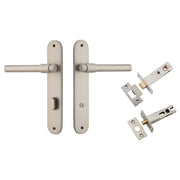 Helsinki Lever Oval Backplate Privacy Kit w Privacy Turn Satin Nickel