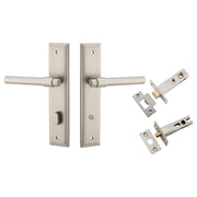Helsinki Lever Stepped Backplate Privacy Kit w Privacy Turn Satin Nickel