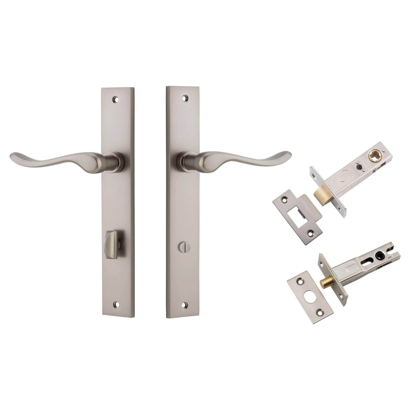 Stirling Lever Rectangular Backplate Privacy Kit w Privacy Turn Satin Nickel
