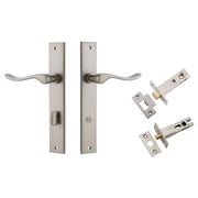Stirling Lever Rectangular Backplate Privacy Kit w Privacy Turn Satin Nickel