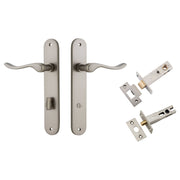 Stirling Lever Oval Backplate Privacy Kit w Privacy Turn Satin Nickel