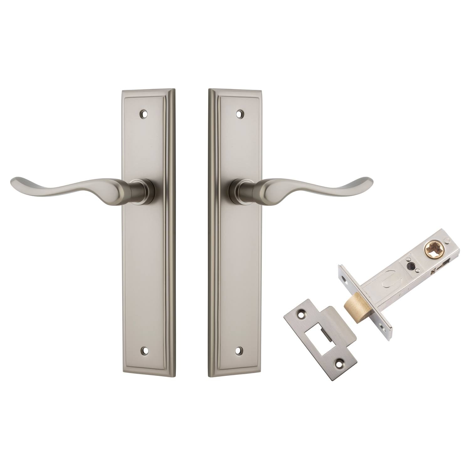 Stirling Lever Stepped Backplate Passage Kit Satin Nickel