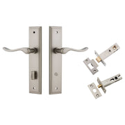 Stirling Lever Stepped Backplate Privacy Kit w Privacy Turn Satin Nickel
