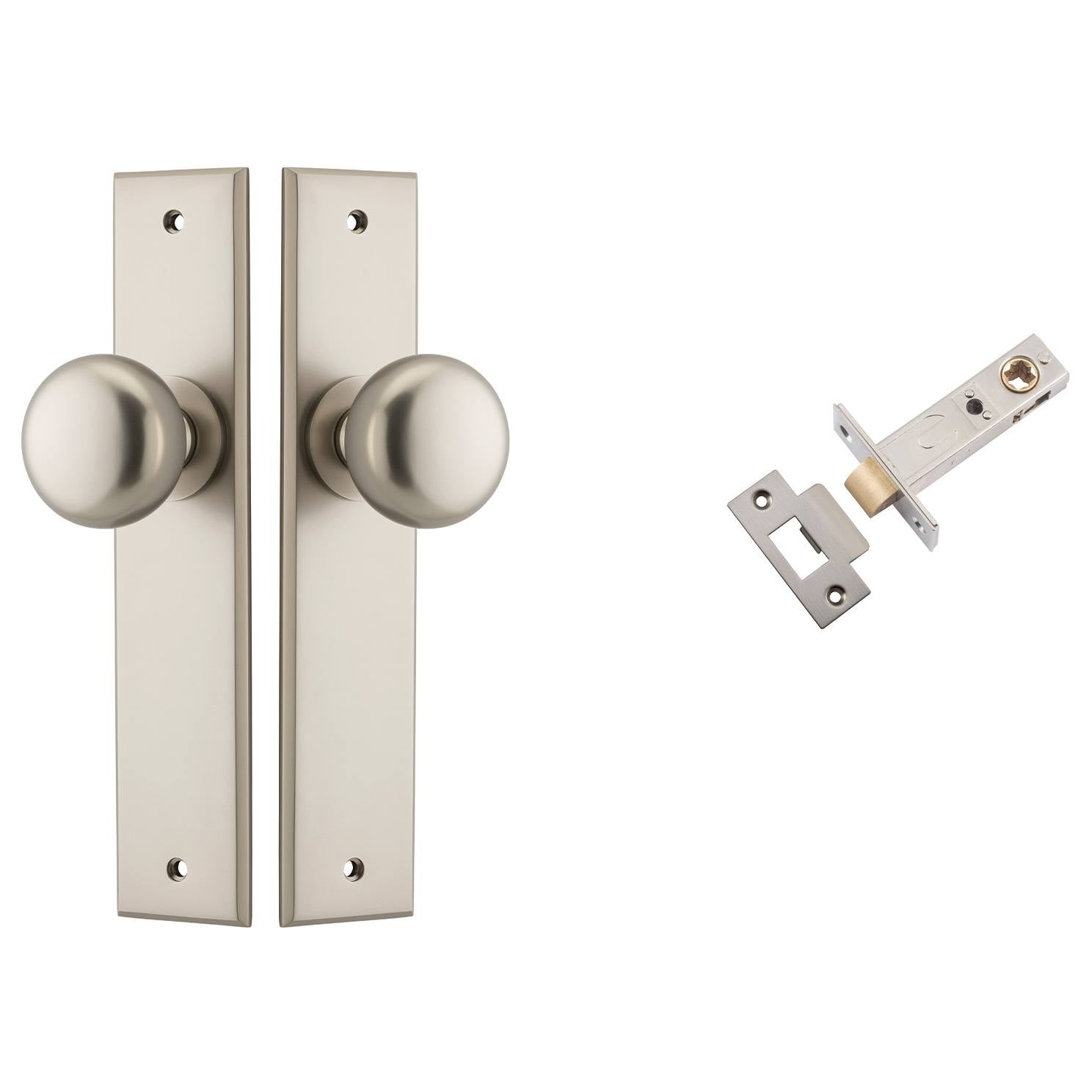 Cambridge Knob Chamfered Backplate Passage Kit Satin Nickel