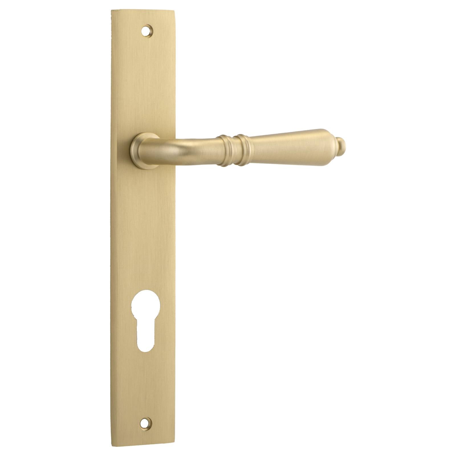 Sarlat Rect. 85mm Euro Lever Set, Brushed Brass