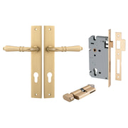 Sarlat Lever Rectangular Backplate Entrance Kit w High Security Lock Brushed Brass