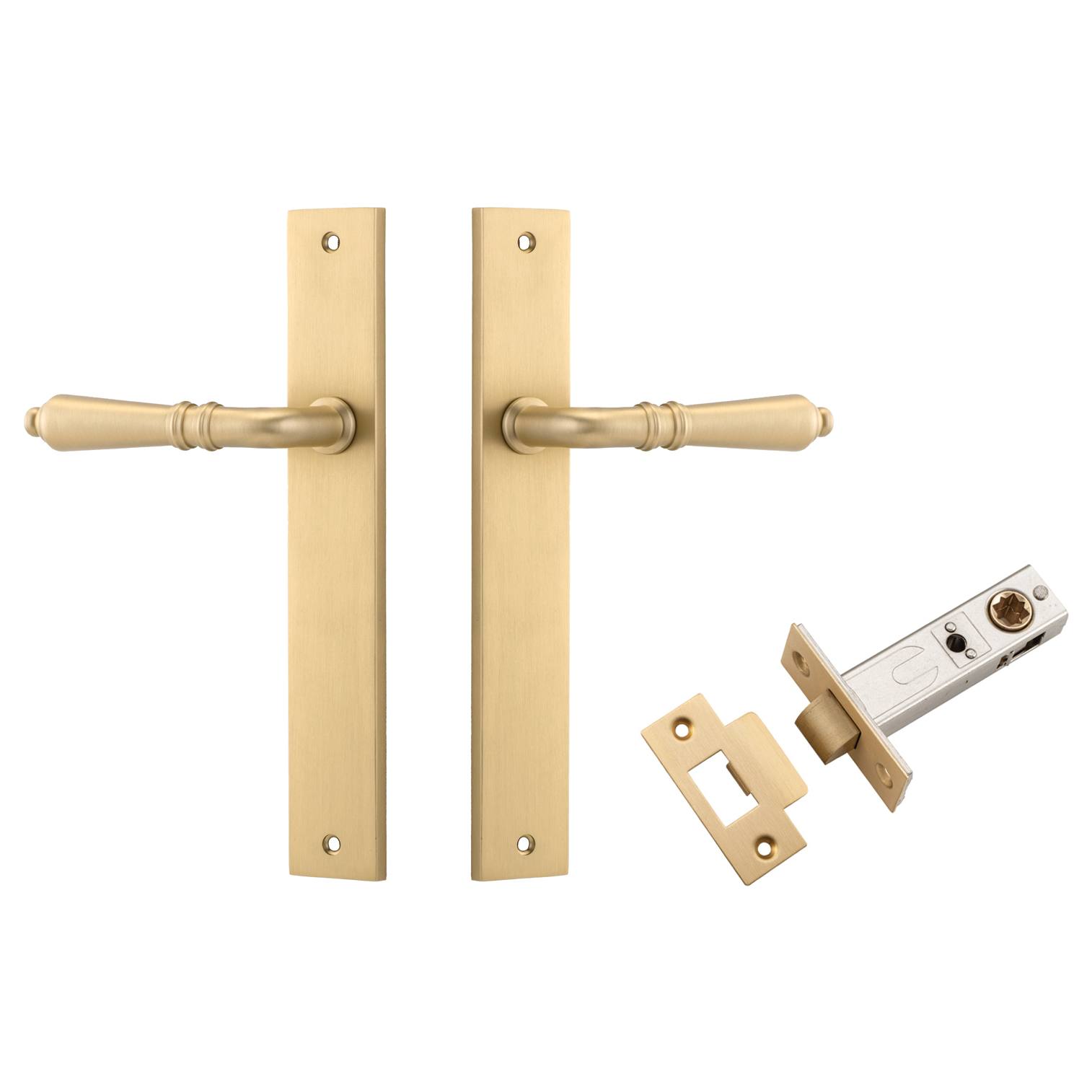 Sarlat Lever Rectangular Backplate Passage Kit Brushed Brass