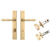 Sarlat Lever Rectangular Backplate Privacy Kit w Privacy Turn Brushed Brass