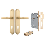 Sarlat Lever Shouldered Backplate Entrance Kit w High Security Lock Brushed Brass