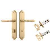 Sarlat Lever Shouldered Backplate Privacy Kit w Privacy Turn Brushed Brass