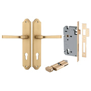 Annecy Lever Shouldered Backplate Entrance Kit w High Security Lock Brushed Brass