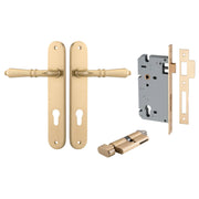 Sarlat Lever Oval Backplate Entrance Kit w High Security Lock Brushed Brass
