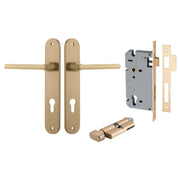 Baltimore Lever Oval Backplate Entrance Kit w High Security Lock Brushed Brass