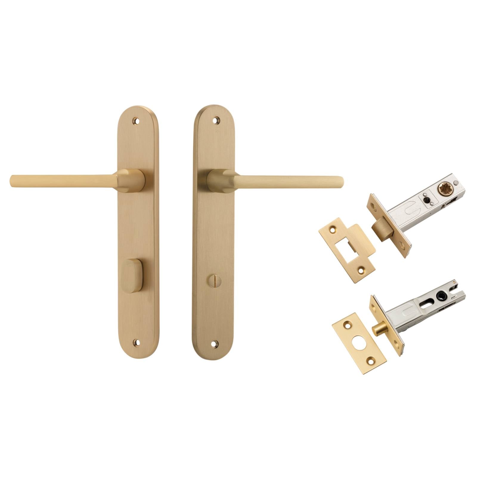 Baltimore Lever Oval Backplate Privacy Kit w Privacy Turn Brushed Brass